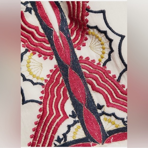 Free People Sweet Escape Embroidered Midi Western Boho Peasant Dress Relaxed NWT - Picture 8 of 13